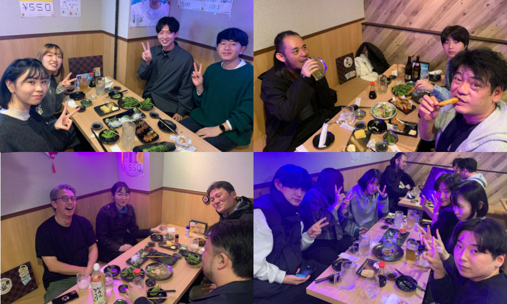 2024年11月9日に開催されたメディアファイブの社内イベント二次会の様子(炉端串焼と海鮮 フィッシュマン 新宿店)